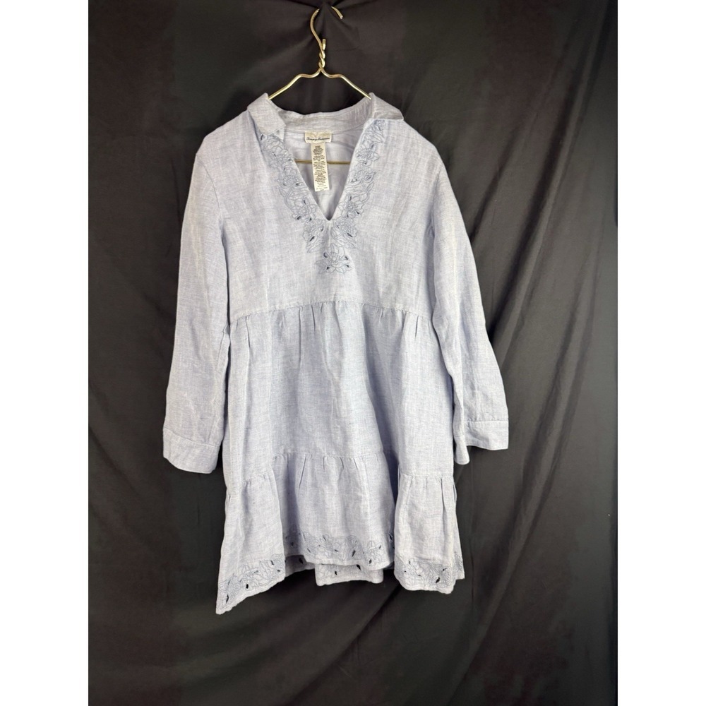 Tommy Bahama St. Lucia Split Neck Dress Swim Cover-Up Sz XS Linen Coastal Beach